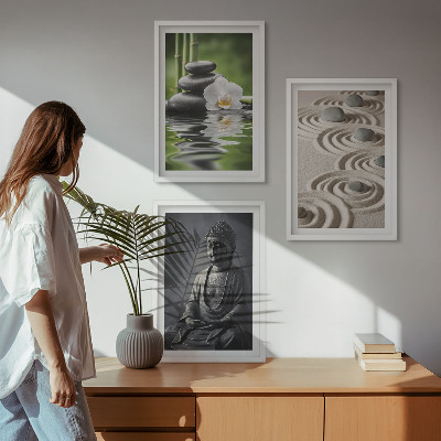 Bilder-3er-set mit rahmen Entspannender Blick auf den Zen-Buddha