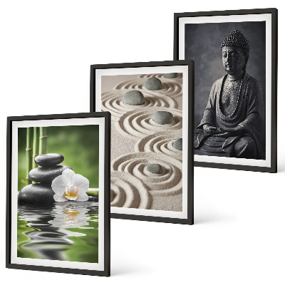Bilder-3er-set mit rahmen Entspannender Blick auf den Zen-Buddha