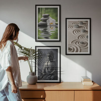 Bilder-3er-set mit rahmen Entspannender Blick auf den Zen-Buddha