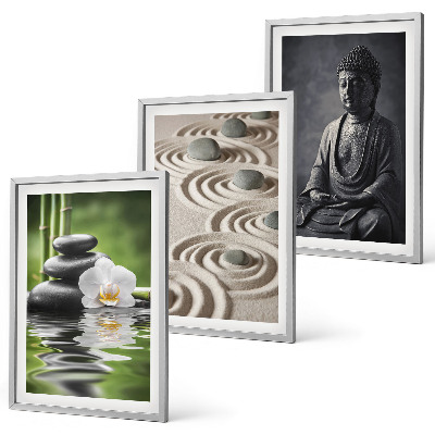 Bilder-3er-set mit rahmen Entspannender Blick auf den Zen-Buddha