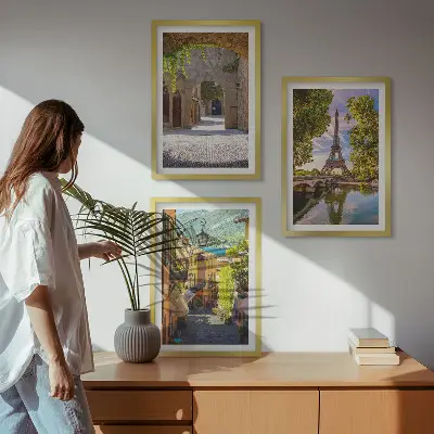 Gerahmtes Bilderset mit Straßen der Eiffel-Architektur