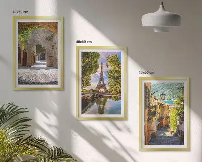 Gerahmtes Bilderset mit Straßen der Eiffel-Architektur