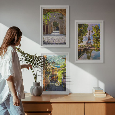 Gerahmtes bilderset Straßen der Eiffel-Architektur