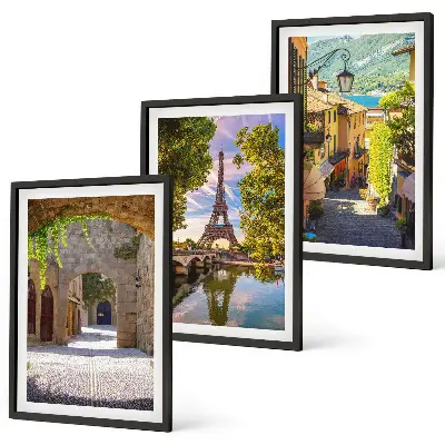 Gerahmtes Bilderset mit Straßen der Eiffel-Architektur