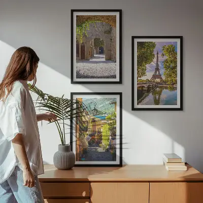 Gerahmtes Bilderset mit Straßen der Eiffel-Architektur