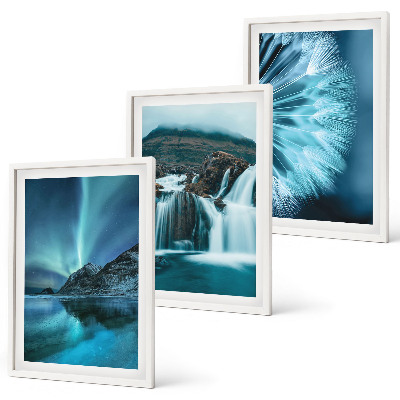 Bilder-3er-set mit rahmen Winterlandschaften mit Wasserfällen