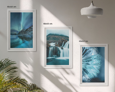 Bilder-3er-set mit rahmen Winterlandschaften mit Wasserfällen