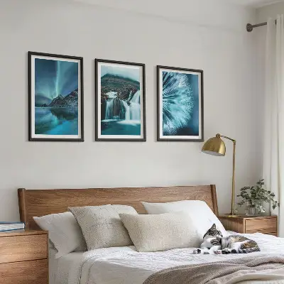 Winterlandschaften mit Wasserfällen 3er-Set Bilder mit Rahmen