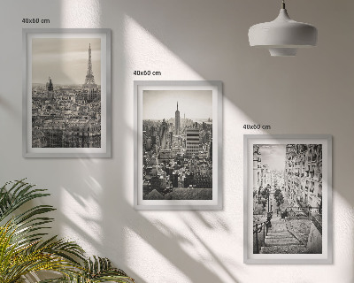 Bilder-3er-set mit rahmen Aussicht Paris New York Treppen