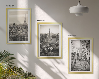 Bilder-3er-set mit rahmen Aussicht Paris New York Treppen