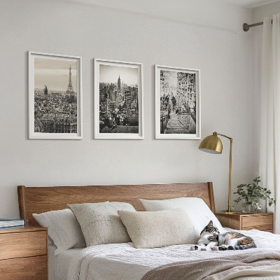 Bilder-3er-set mit rahmen Aussicht Paris New York Treppen