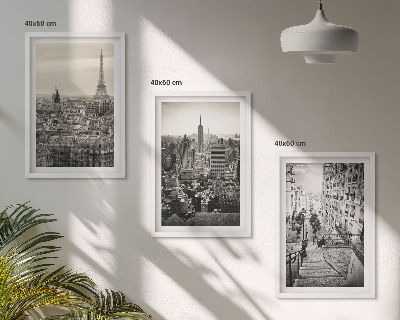 Bilder-3er-set mit rahmen Aussicht Paris New York Treppen