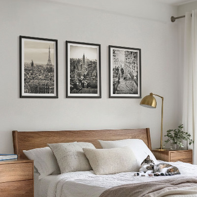 Bilder-3er-set mit rahmen Aussicht Paris New York Treppen