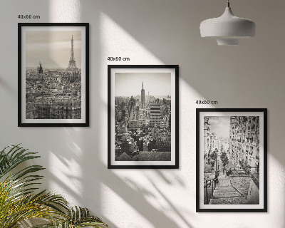 Bilder-3er-set mit rahmen Aussicht Paris New York Treppen