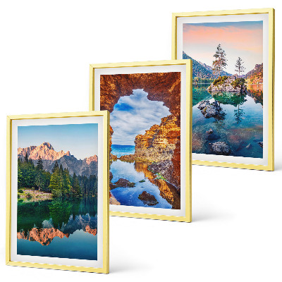 Bilder-3er-set mit rahmen Spiegelungen der Felsen in Bergseen