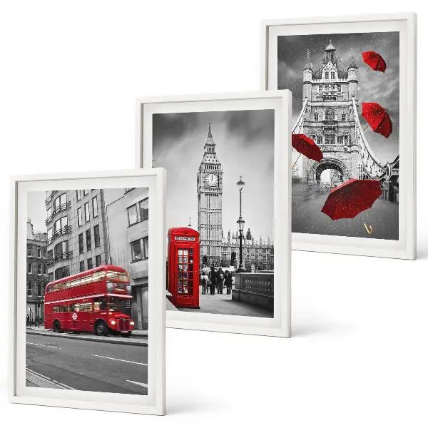 Gerahmtes Bilderset mit Motiv Red Accents London
