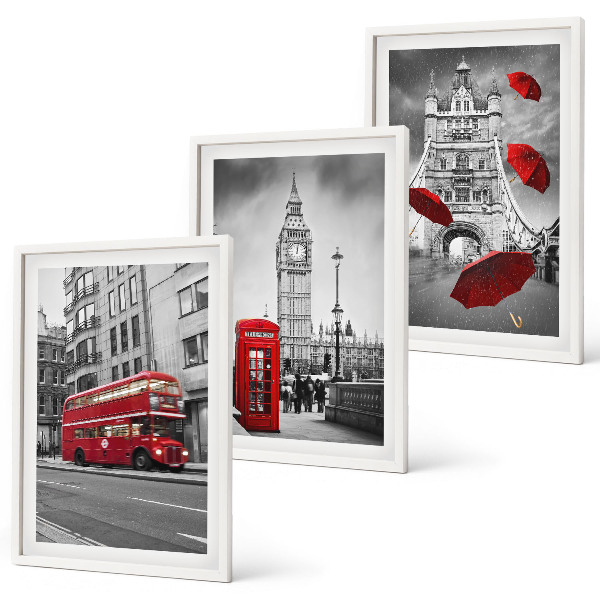 Gerahmtes bilderset Red Accents London