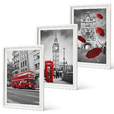 Gerahmtes bilderset Red Accents London