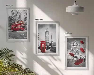 Gerahmtes Bilderset mit Motiv Red Accents London