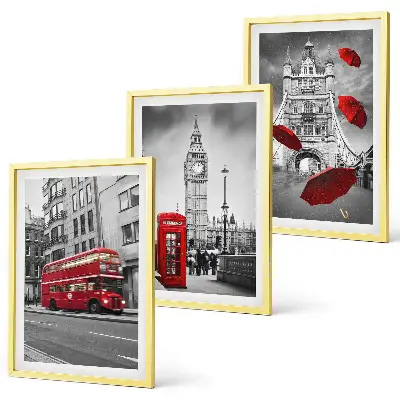 Gerahmtes Bilderset mit Motiv Red Accents London