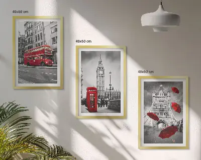 Gerahmtes Bilderset mit Motiv Red Accents London