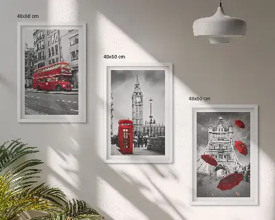 Gerahmtes Bilderset mit Motiv Red Accents London