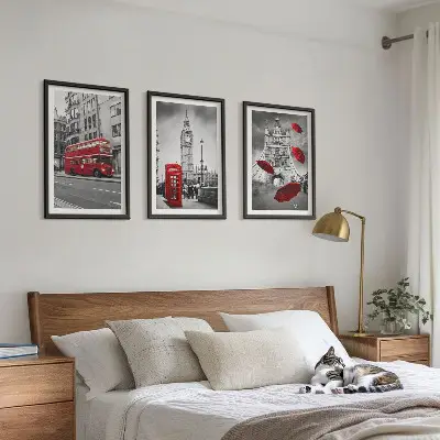 Gerahmtes Bilderset mit Motiv Red Accents London