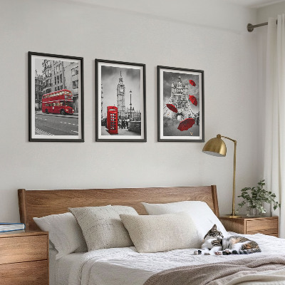 Gerahmtes bilderset Red Accents London