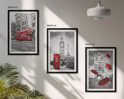Gerahmtes Bilderset mit Motiv Red Accents London