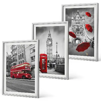Gerahmtes Bilderset mit Motiv Red Accents London