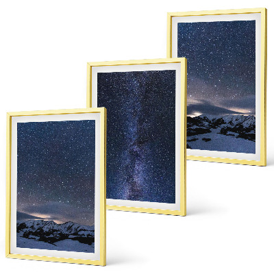 Bilder-3er-set mit rahmen Nachthimmel, Berge, Sterne