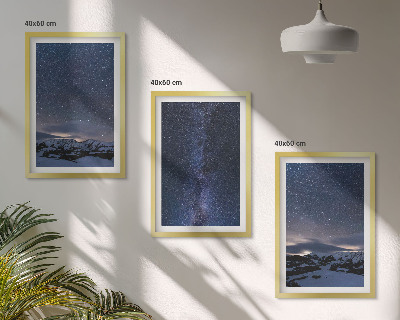 Bilder-3er-set mit rahmen Nachthimmel, Berge, Sterne