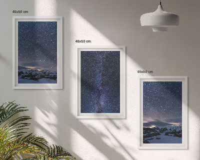 Bilder-3er-set mit rahmen Nachthimmel, Berge, Sterne