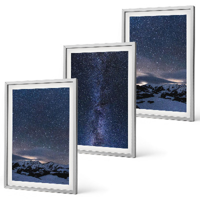 Bilder-3er-set mit rahmen Nachthimmel, Berge, Sterne