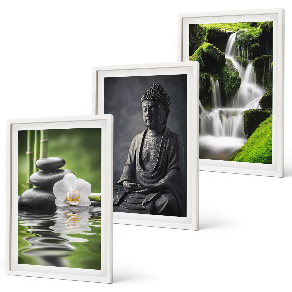 Gerahmtes bilderset Entspannende Zen-Wassermalerei