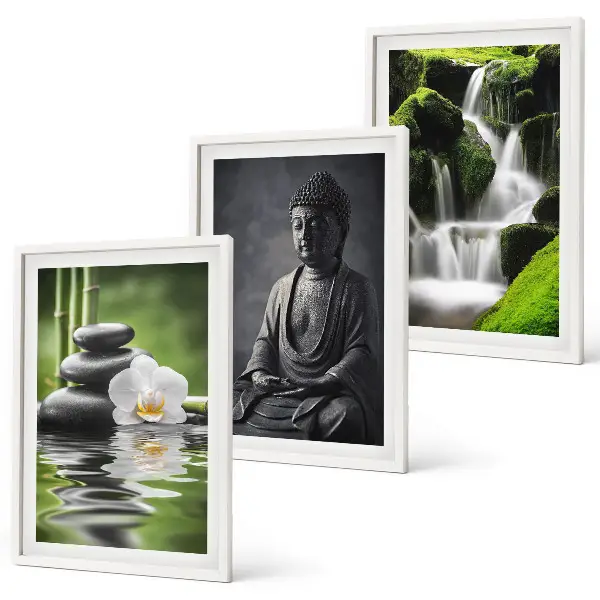 Entspannende Zen-Wassermalerei gerahmtes Bilderset