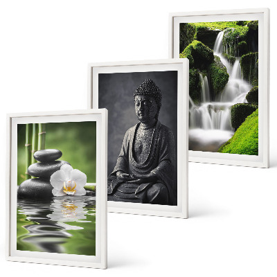 Gerahmtes bilderset Entspannende Zen-Wassermalerei