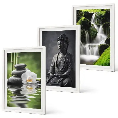 Entspannende Zen-Wassermalerei gerahmtes Bilderset