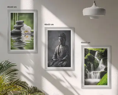 Entspannende Zen-Wassermalerei gerahmtes Bilderset