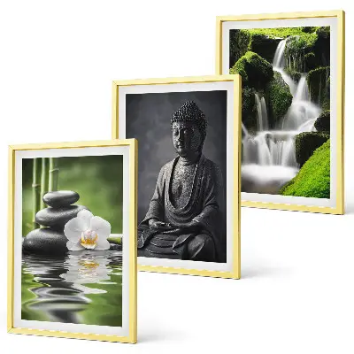 Entspannende Zen-Wassermalerei gerahmtes Bilderset