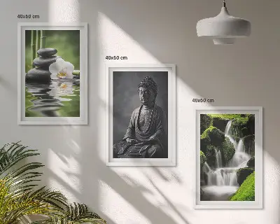 Entspannende Zen-Wassermalerei gerahmtes Bilderset