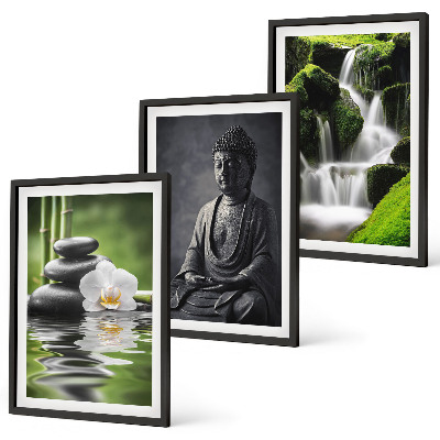 Gerahmtes bilderset Entspannende Zen-Wassermalerei
