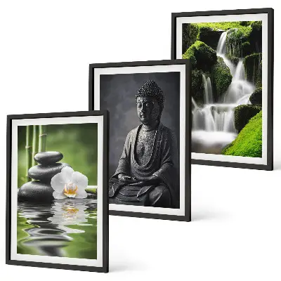 Entspannende Zen-Wassermalerei gerahmtes Bilderset