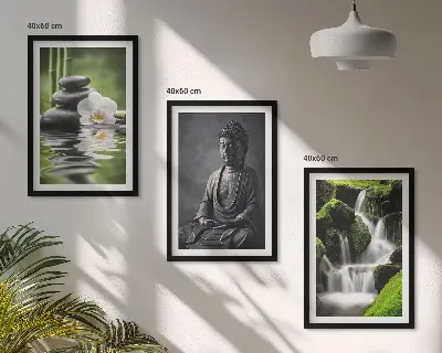 Entspannende Zen-Wassermalerei gerahmtes Bilderset