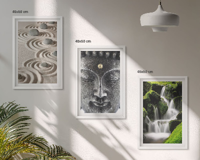 Bilder-3er-set mit rahmen Der Frieden der Steine ​​des Buda Zen-Wasserfalls