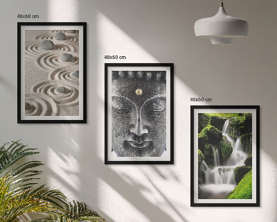 Bilder-3er-set mit rahmen Der Frieden der Steine ​​des Buda Zen-Wasserfalls