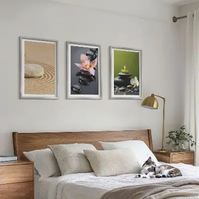 Entspannende Zen-Steinmotive 3er-Set als Bilder mit Rahmen
