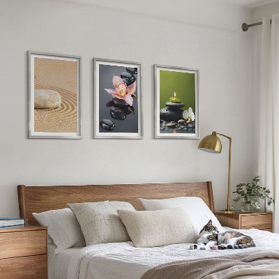 Bilder-3er-set mit rahmen Entspannende Zen-Steinmotive