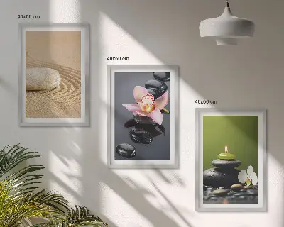 Entspannende Zen-Steinmotive 3er-Set als Bilder mit Rahmen