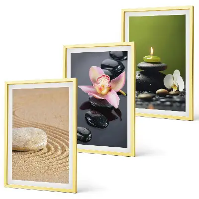 Entspannende Zen-Steinmotive 3er-Set als Bilder mit Rahmen